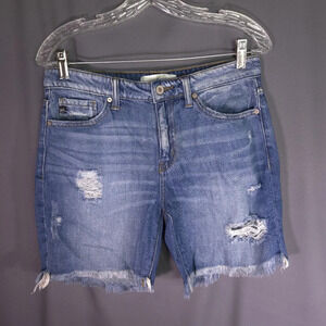 Kancan Daphne Midrise Shorts Distressed Denim Dark‎ Wash Size Medium